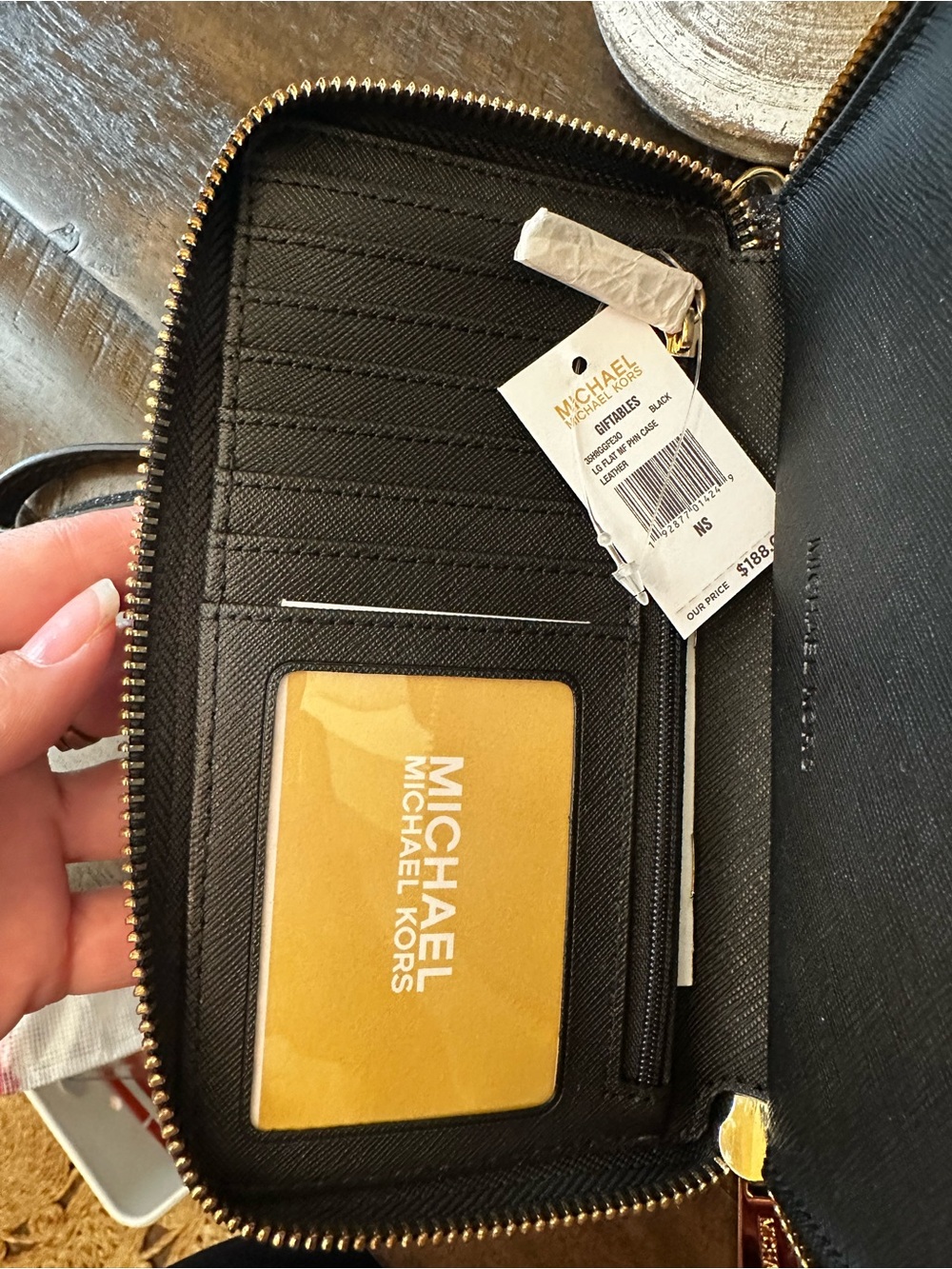 Michael Kors Glitter Zip Around Wallet Black Wristlet NWT - Picture 7 of 13